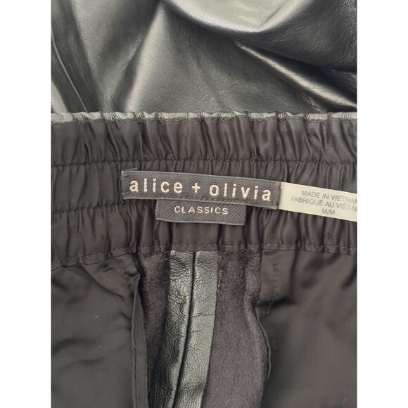 Alice + Olivia Women's Faux Leather Pants Black Medium Moto Chic Biker Girl Edgy - Picture 10 of 14